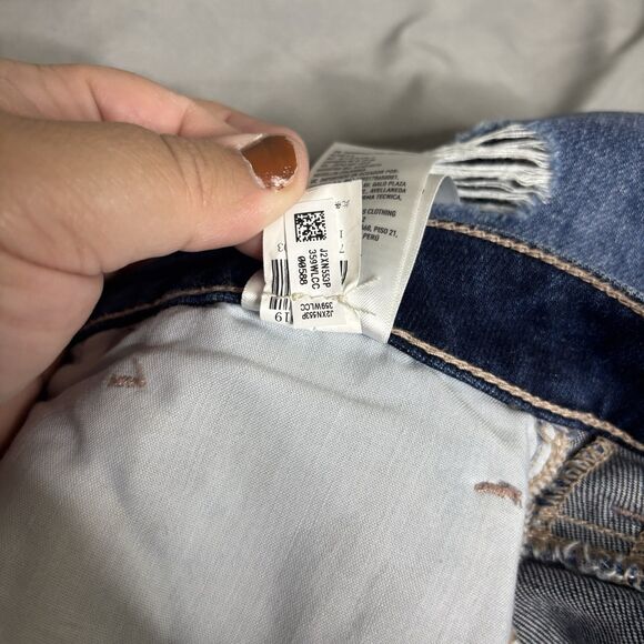 American Eagle Outfitters Mom Blue Jeans Womens 16 Distressed Embroidered - Picture 7 of 15